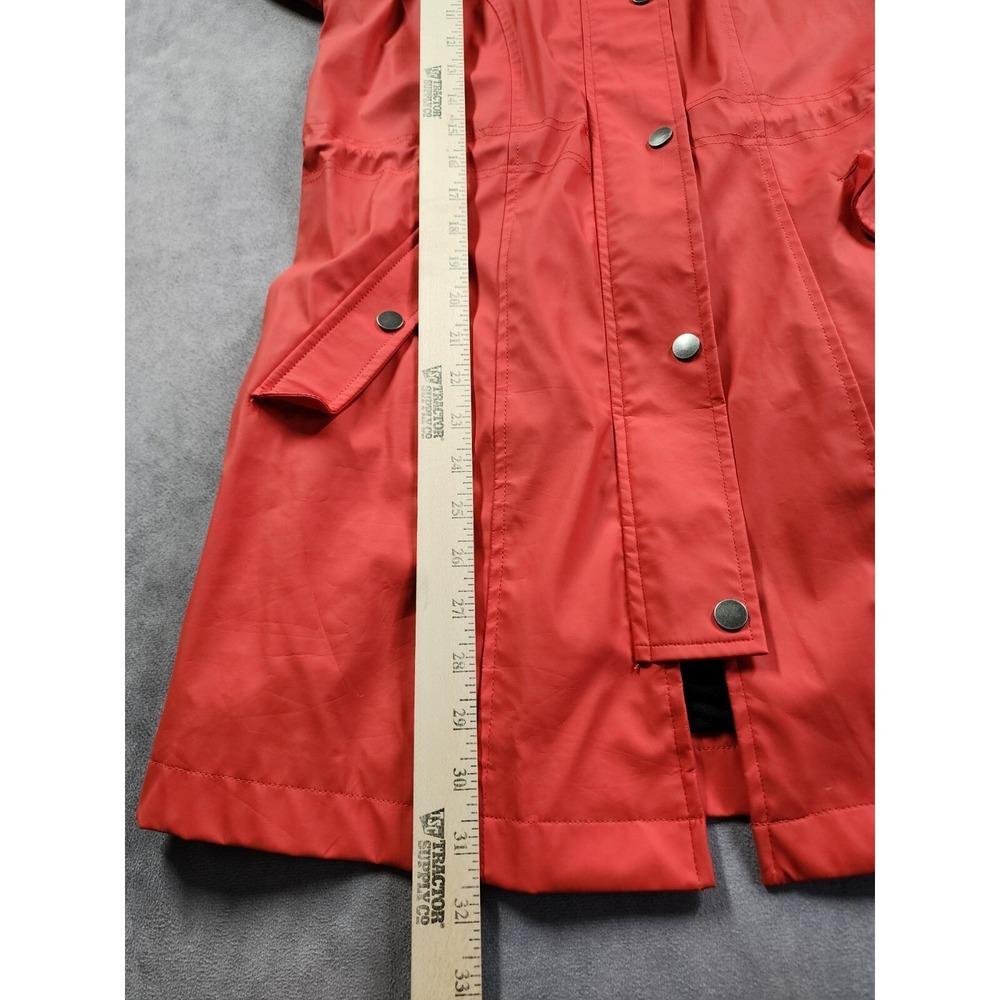 ModCloth Rain Jacket Womens XS Red Hooded Raindrop Lining Anorak Coat - Picture 7 of 7